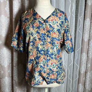 🌸 VTG In Counters 100% Silk Short Sleeve Button Down Shirt | Size Small
